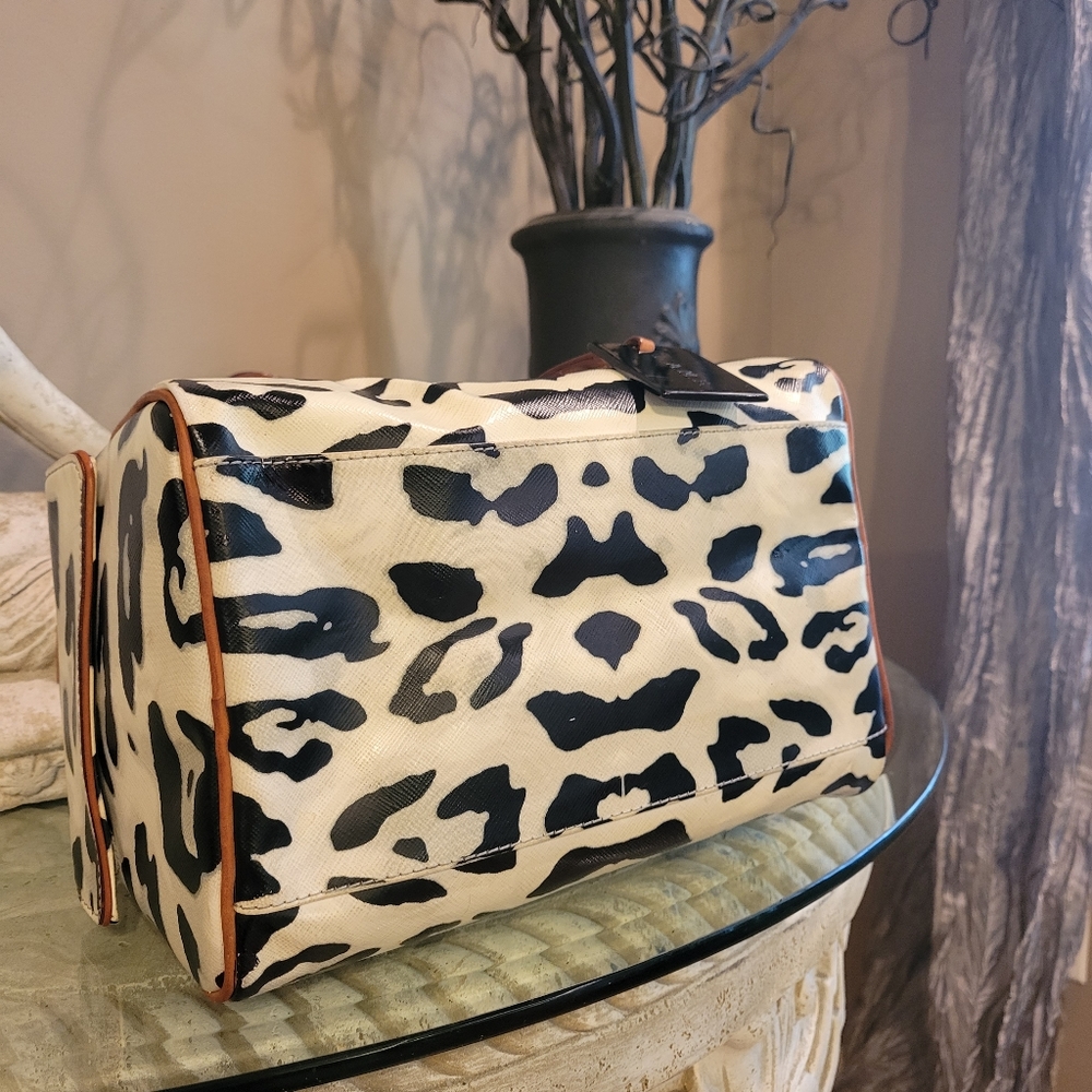 L.A.M.B. by Gwen Stefani Snow Leopard Satchel Designer Leather Vintage  #178 - Picture 14 of 17